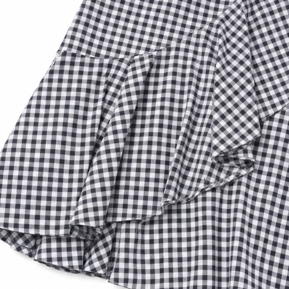 Asymmetrical ruffle maxi skirt for women with high waist