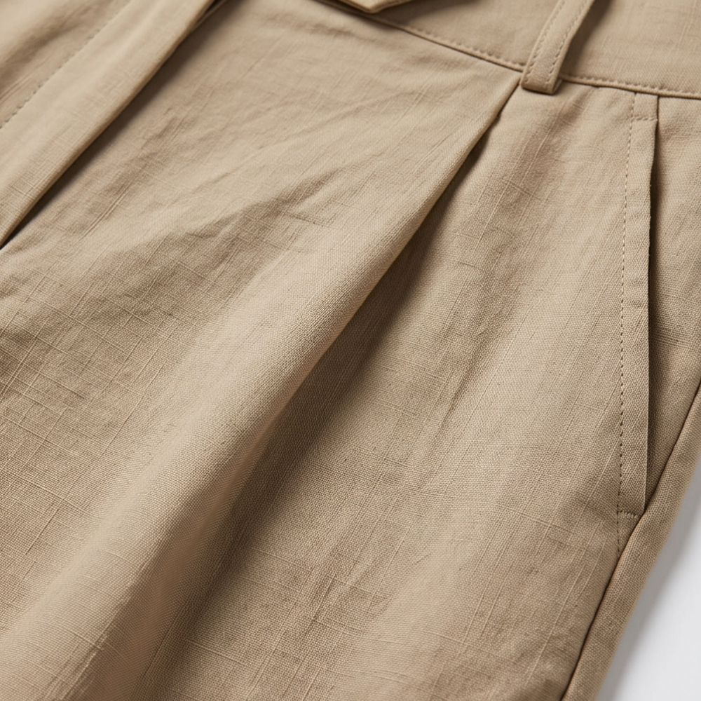 Womens shorts with high waist and pleated front for women