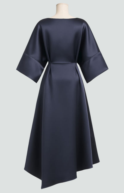 Formal dresses for women, cape sleeve draped maxi dress with brooch