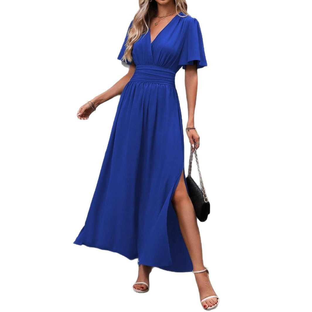 Formal dresses for women, v-neck maxi dress with side split