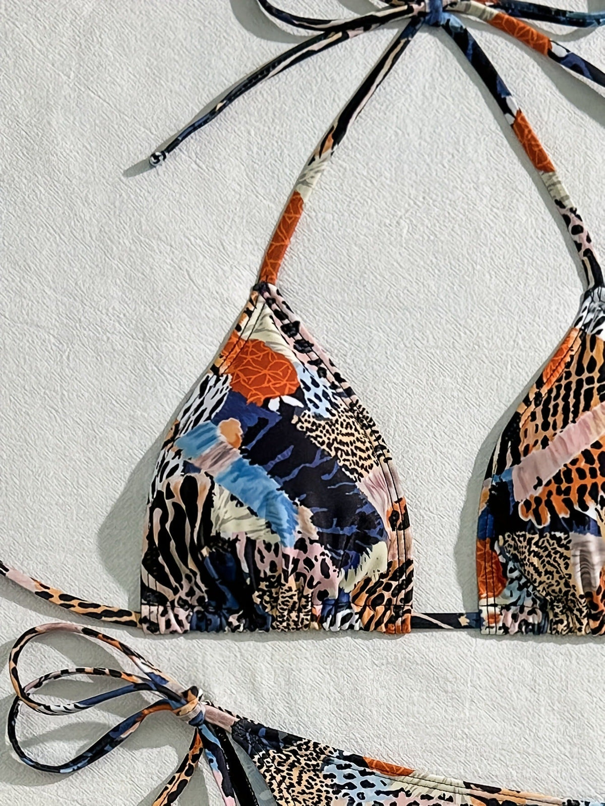 Animal print swimwear halter neck bikini set for women