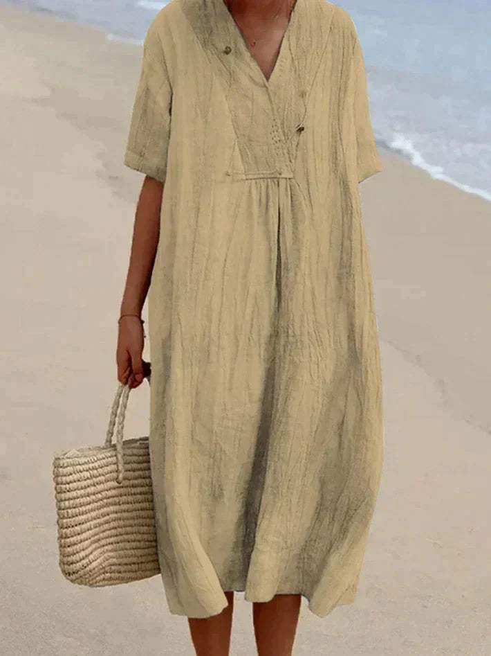 Summer dresses for women, short sleeve v-neck midi dress