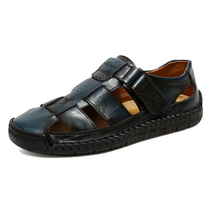 Men sandals with adjustable strap and closed toe, cut out design
