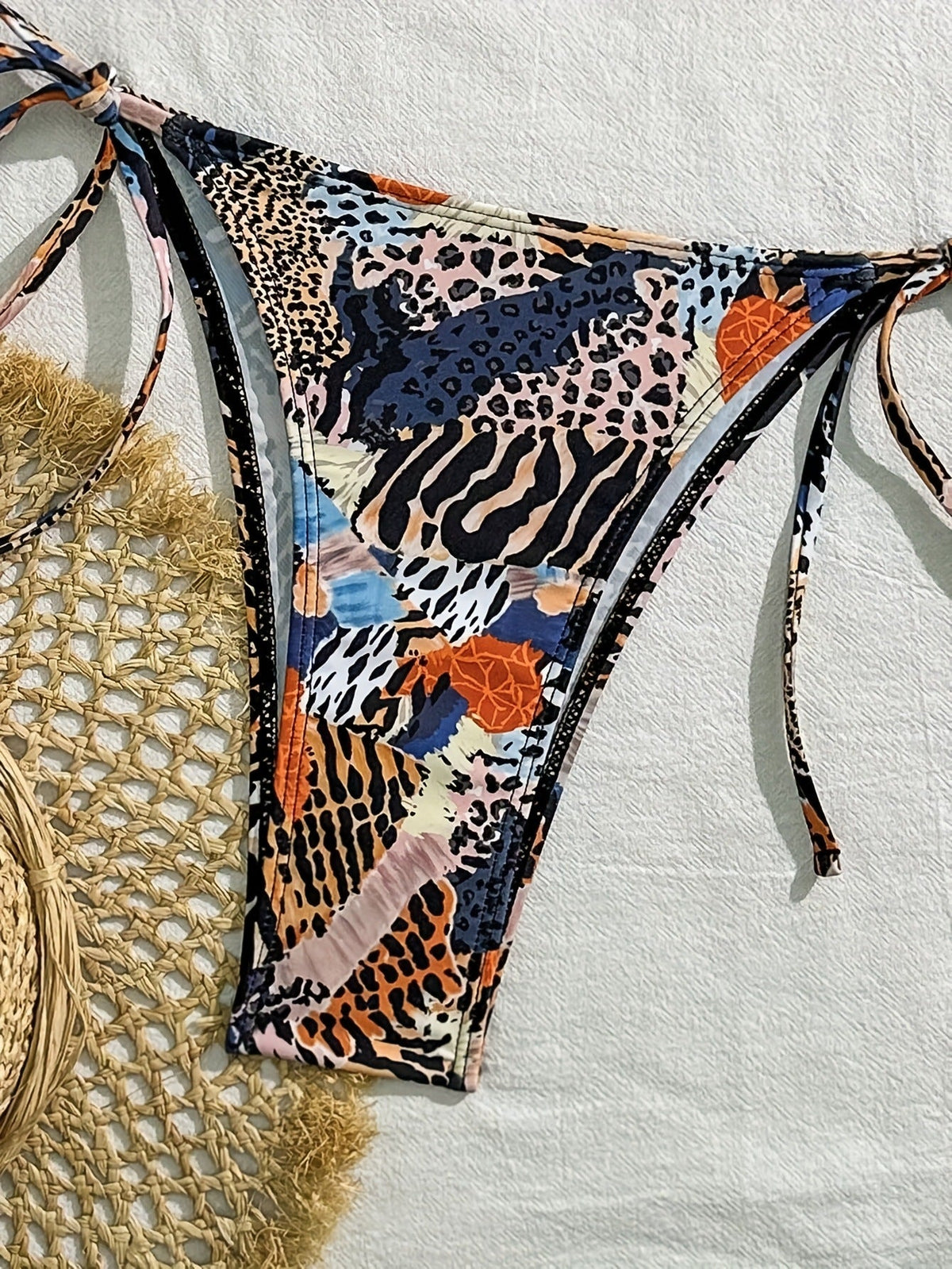 Animal print swimwear halter neck bikini set for women