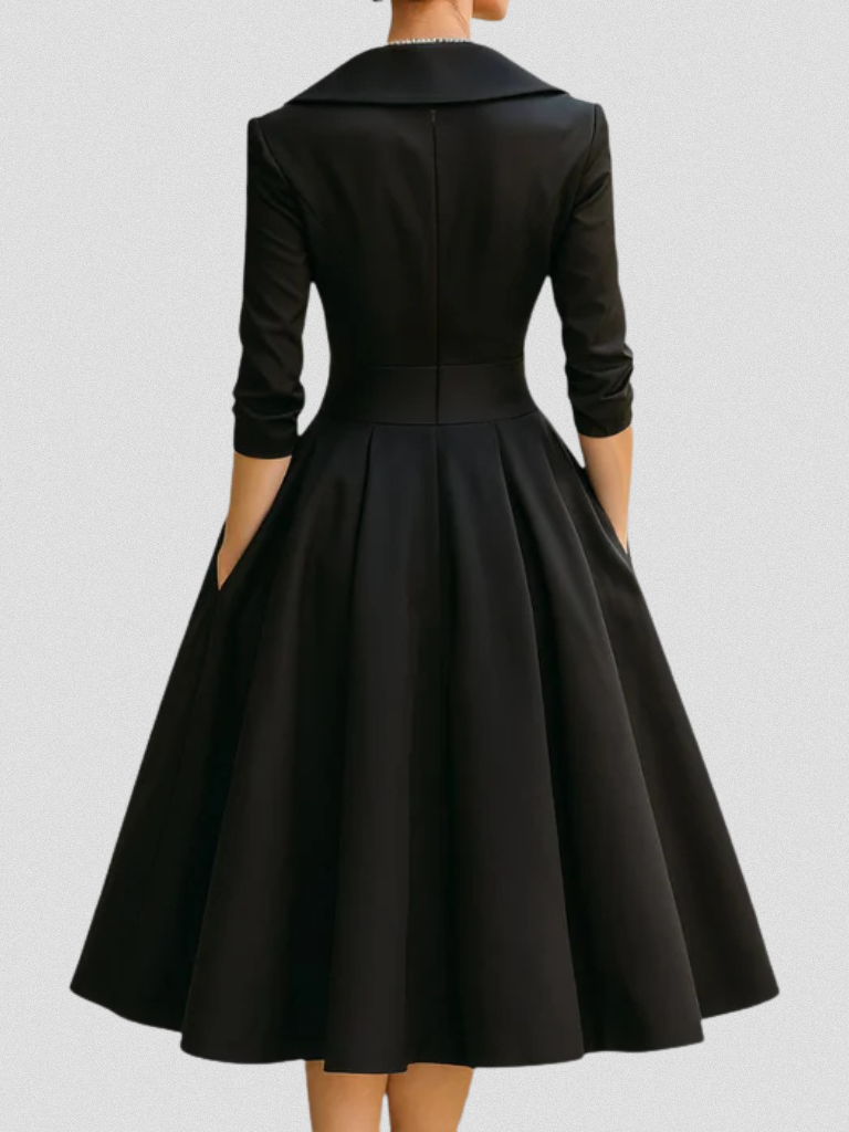Wedding guest dress for women with wrap front and 3/4 sleeves