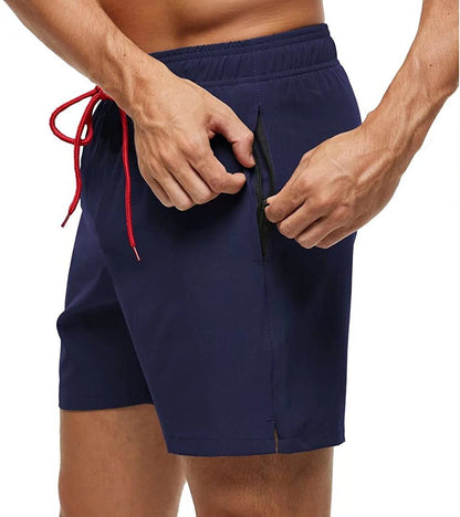 Board shorts for men with side zip pocket, hem vents and above-knee length