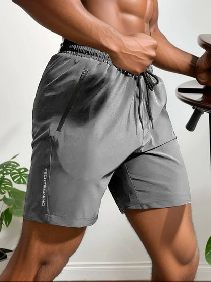 Mens shorts with zip pockets and drawstring waist for running