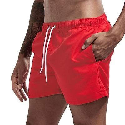 Men's board shorts with drawstring waist and side pockets