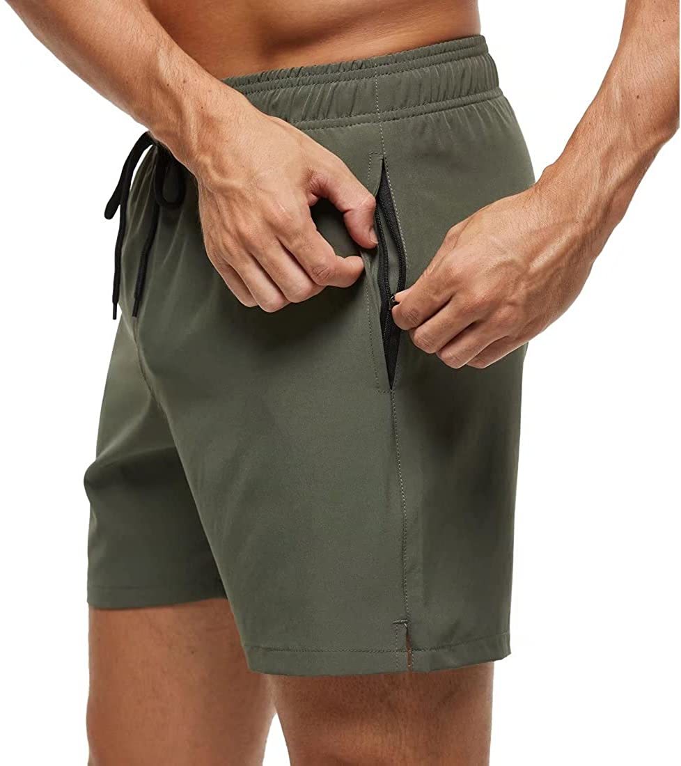 Board shorts for men with side zip pocket, hem vents and above-knee length