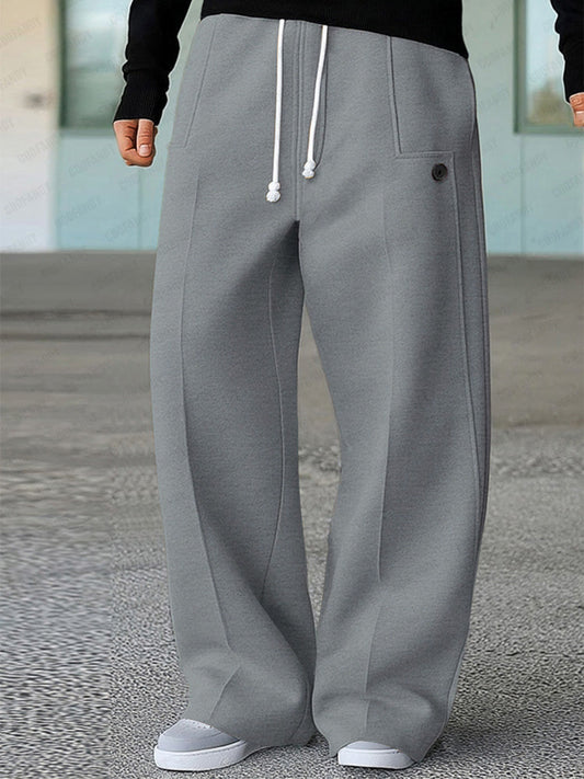 Wide leg track pants with drawstring waist and side pockets