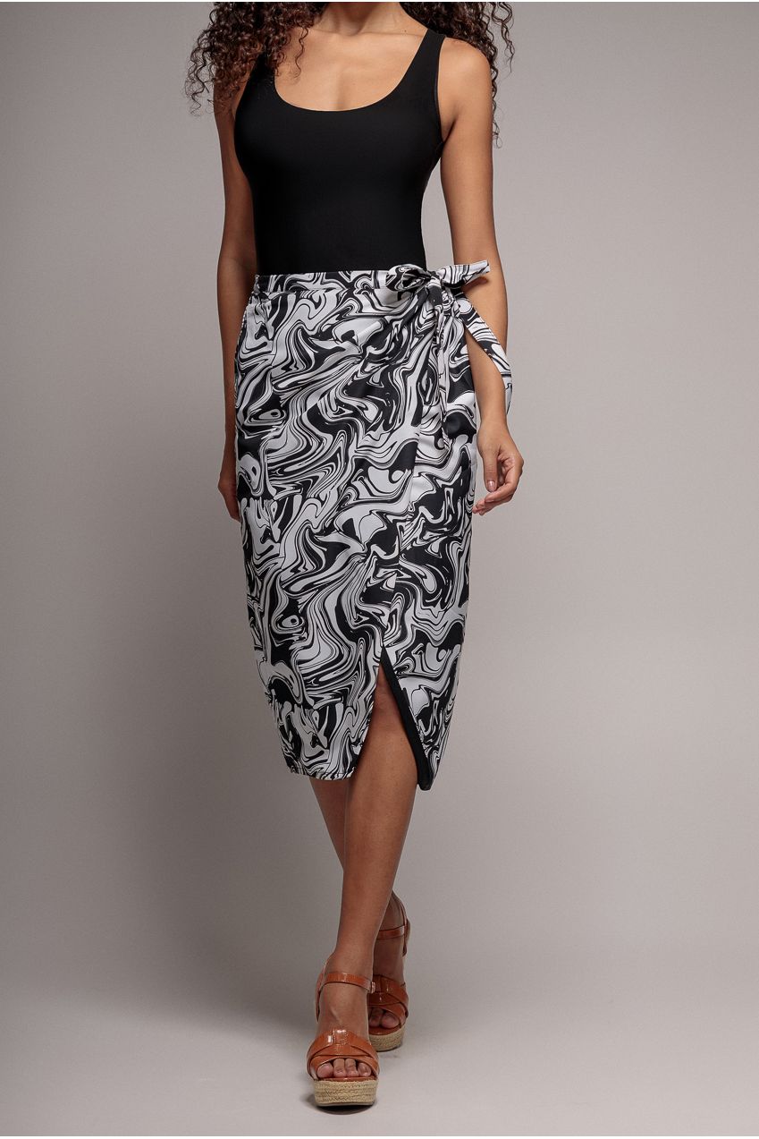 Wrap midi skirt for women with high waist and side tie