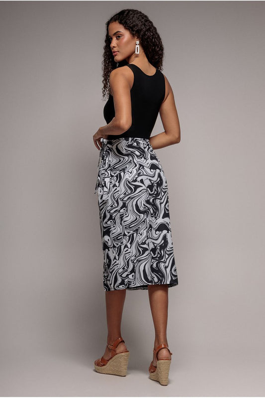Wrap midi skirt for women with high waist and side tie