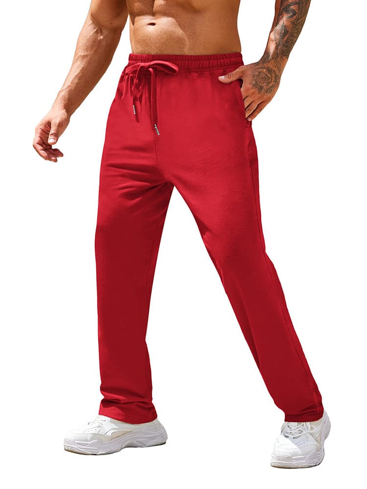 Straight leg track pants for men with drawstring waist