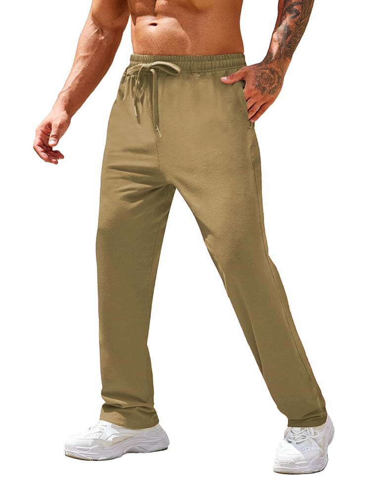Straight leg track pants for men with drawstring waist
