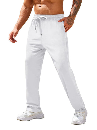 Straight leg track pants for men with drawstring waist