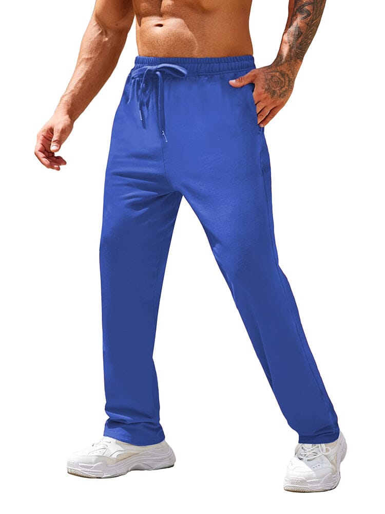 Straight leg track pants for men with drawstring waist