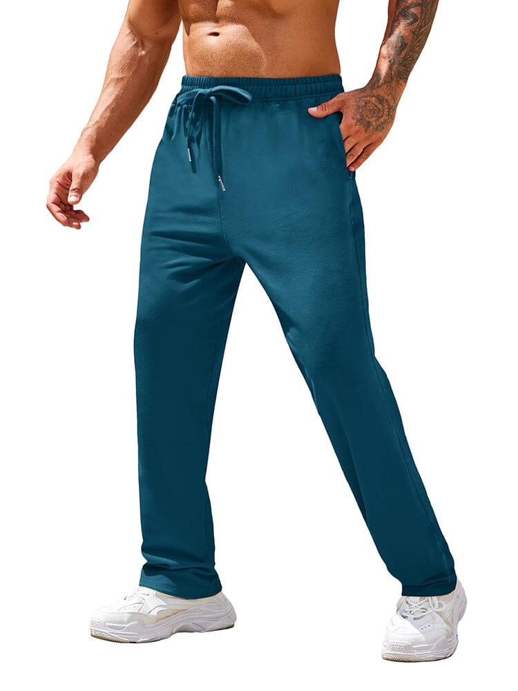 Straight leg track pants for men with drawstring waist
