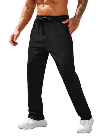 Straight leg track pants for men with drawstring waist