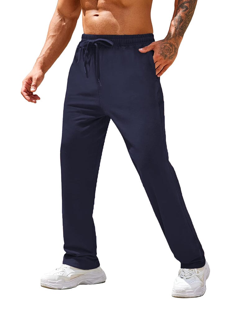 Straight leg track pants for men with drawstring waist