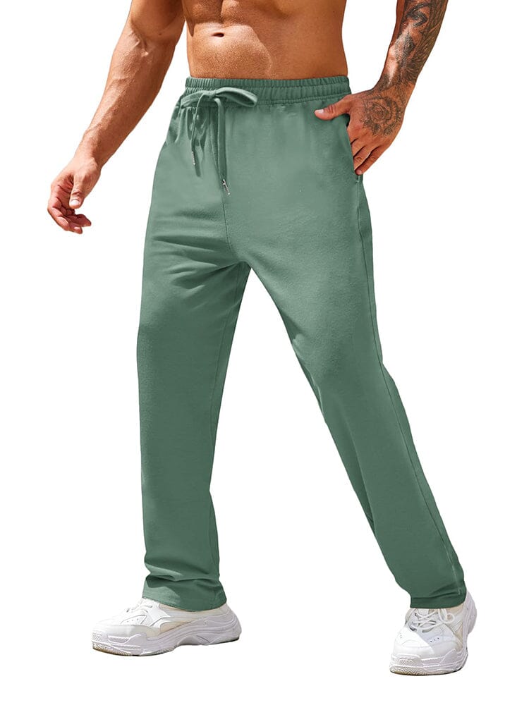 Straight leg track pants for men with drawstring waist