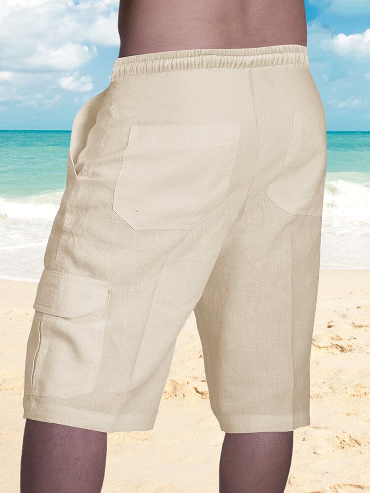 Mens shorts with drawstring waist and cargo pockets