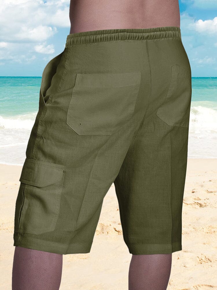Mens shorts with drawstring waist and cargo pockets