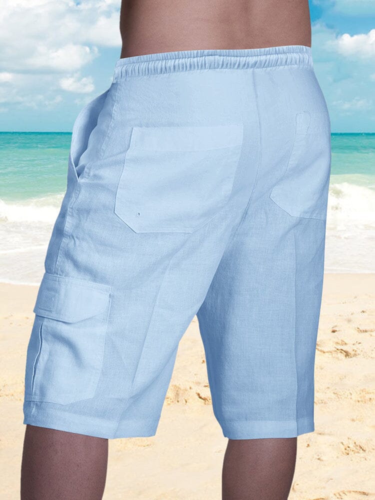 Mens shorts with drawstring waist and cargo pockets