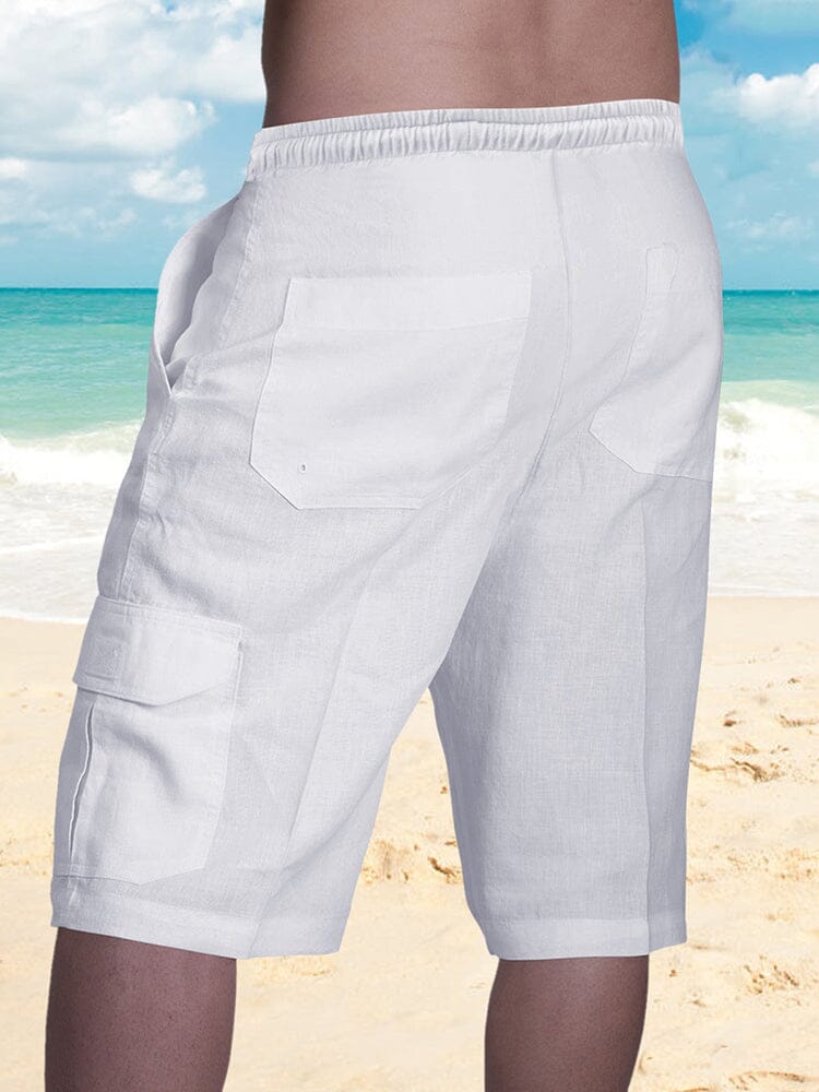Mens shorts with drawstring waist and cargo pockets