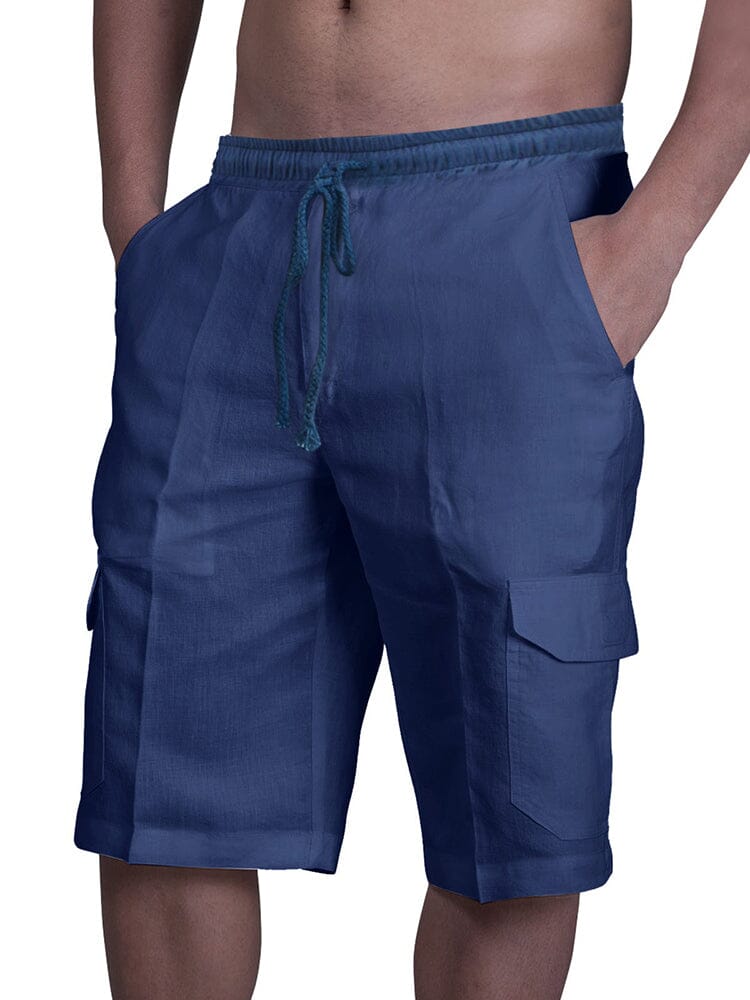Mens shorts with drawstring waist and cargo pockets