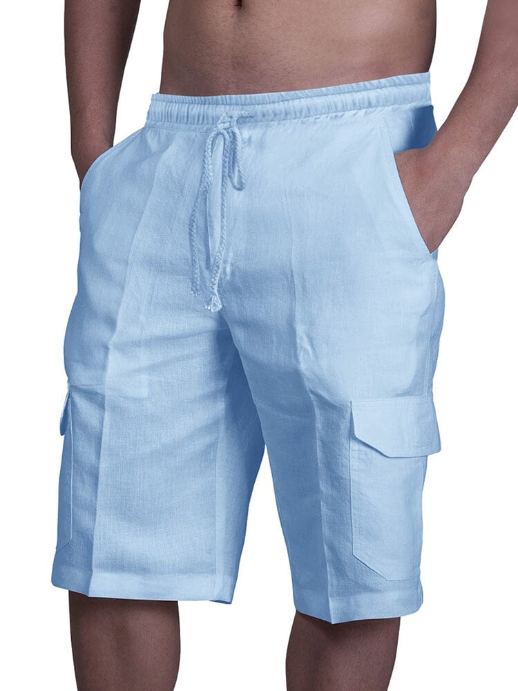 Mens shorts with drawstring waist and cargo pockets