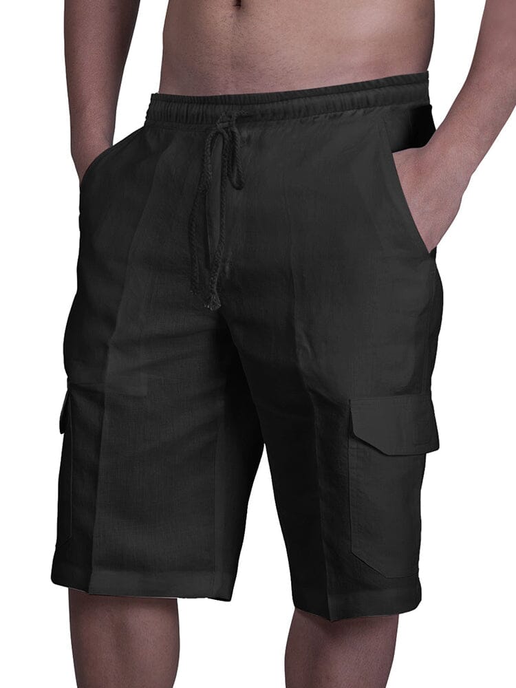 Mens shorts with drawstring waist and cargo pockets
