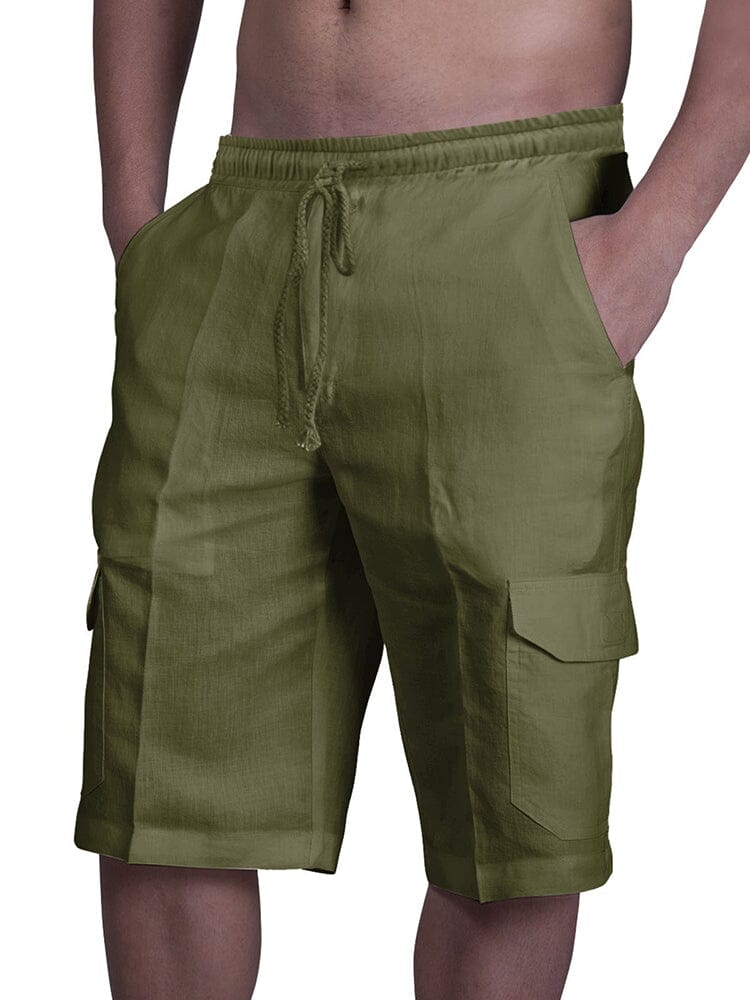 Mens shorts with drawstring waist and cargo pockets