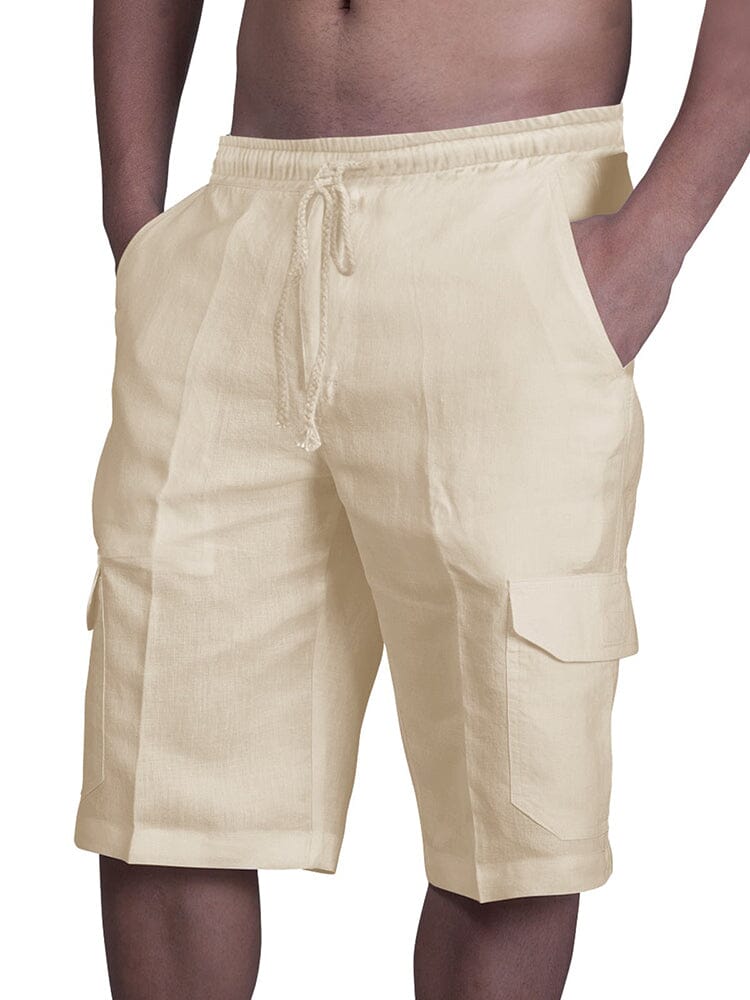 Mens shorts with drawstring waist and cargo pockets