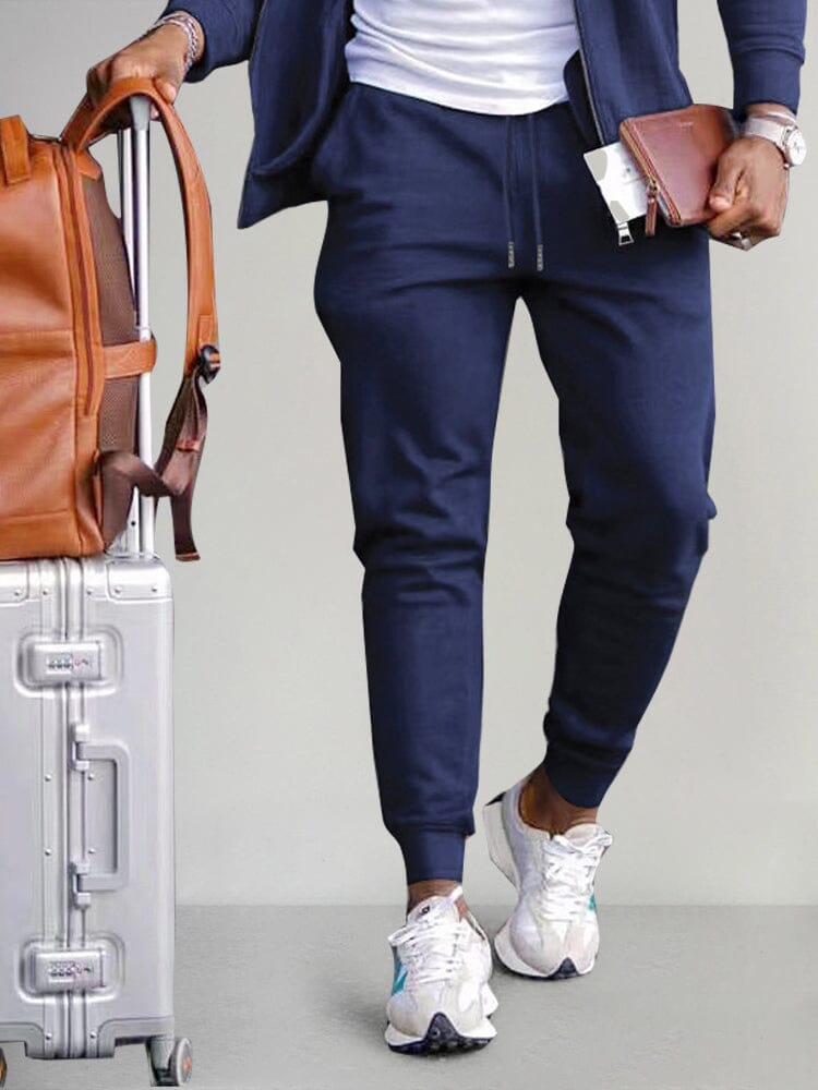 Track pants for men with drawstring waist and cuffed hems