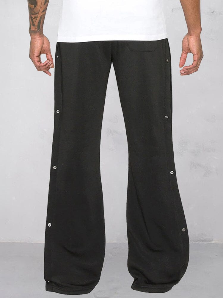 Flared track pants for men with paisley side panel and snap buttons