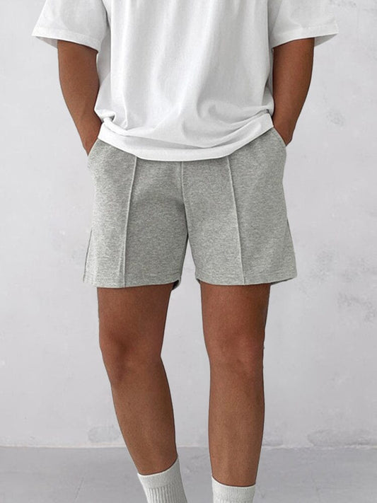 Mens shorts with elastic drawstring waist and pintuck detail
