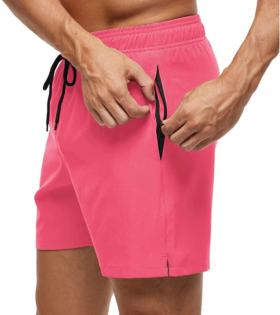 Board shorts for men with side zip pocket, hem vents and above-knee length