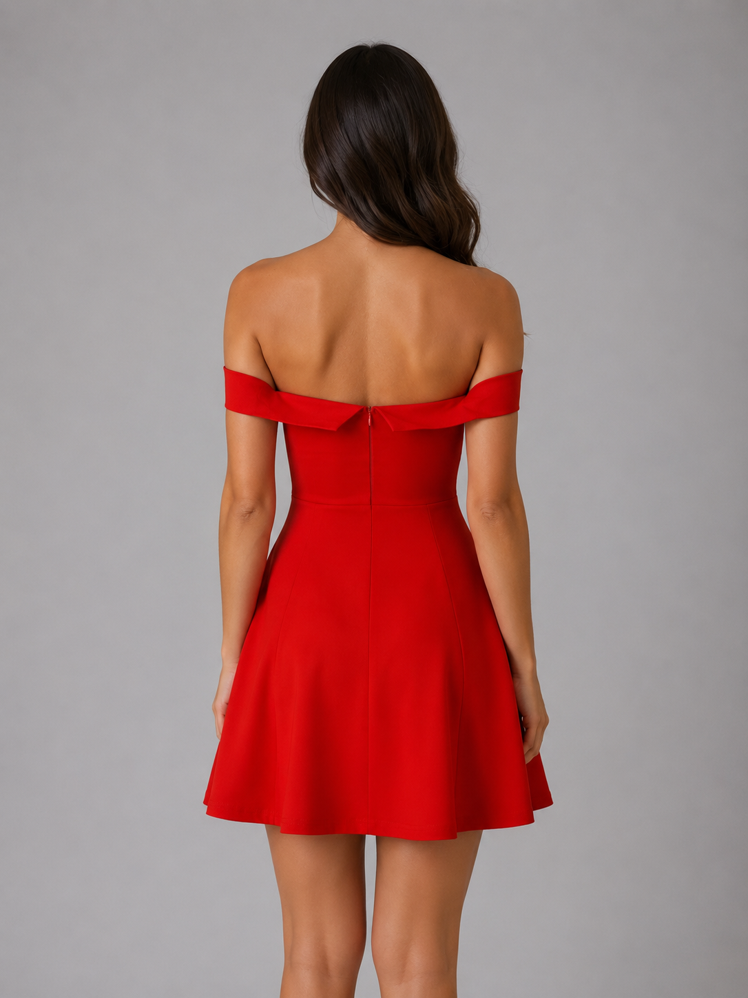 Off the shoulder mini dress for women with fitted bodice