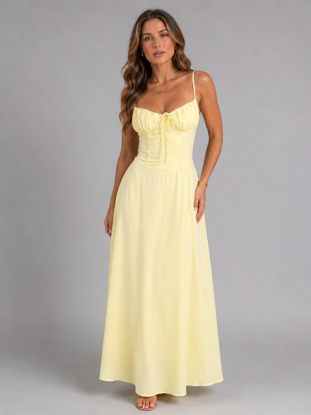 Summer dresses for women, strappy maxi dress with tie front bust