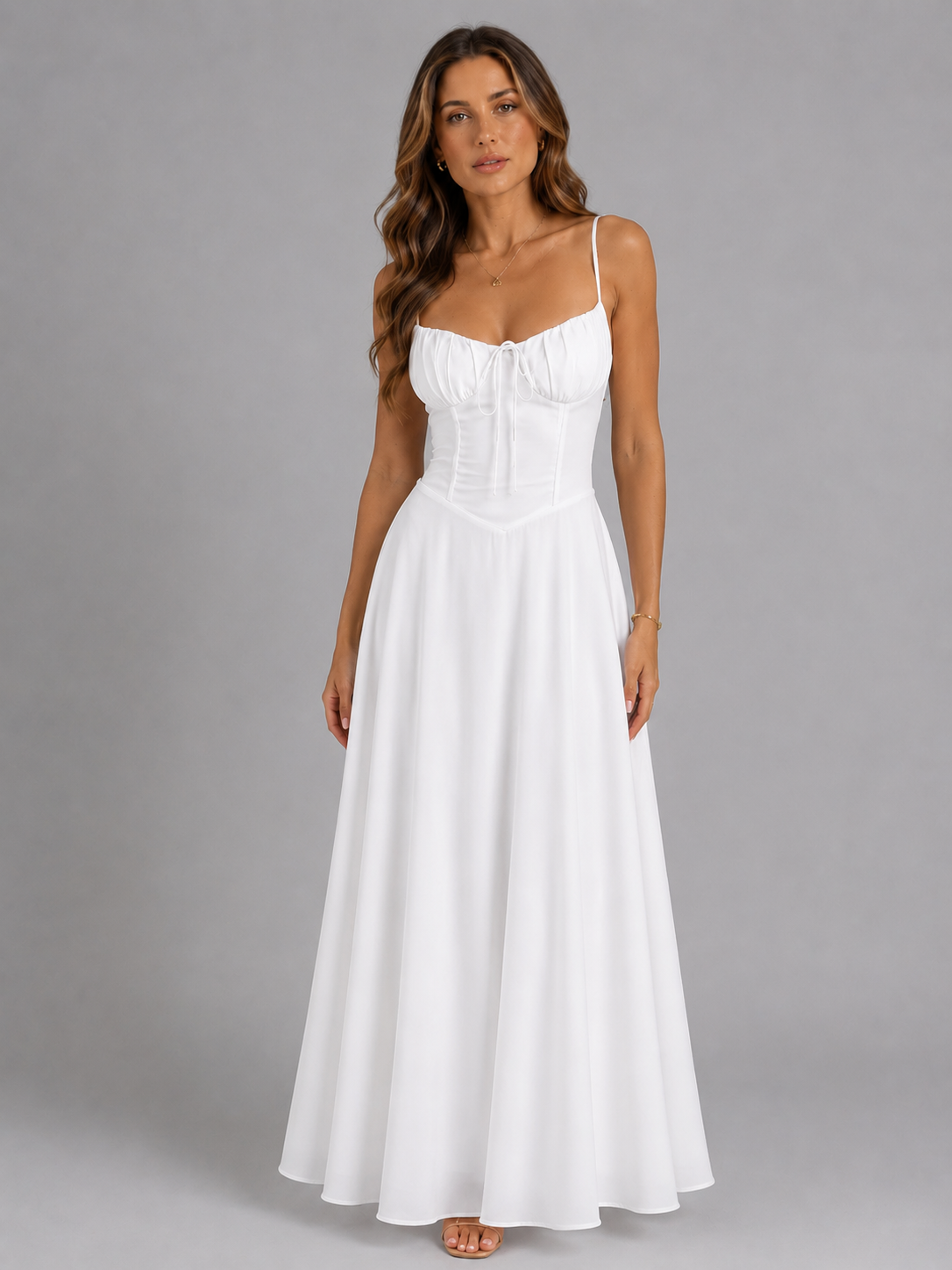 Summer dresses for women, strappy maxi dress with tie front bust