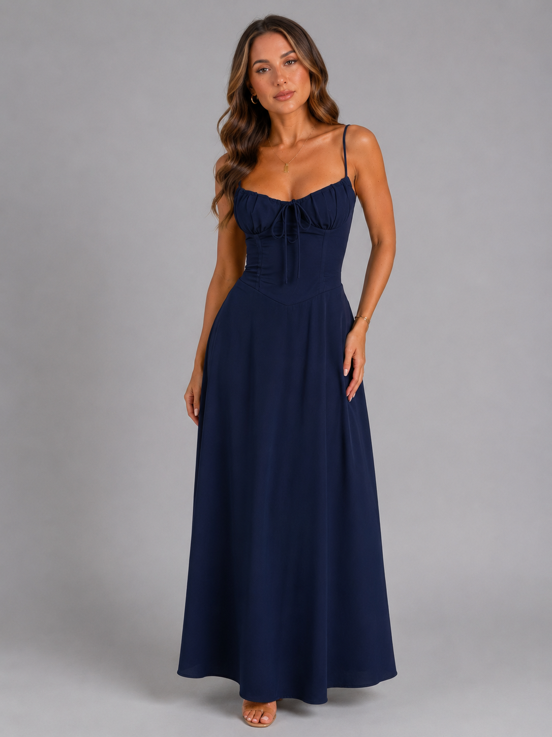 Summer dresses for women, strappy maxi dress with tie front bust