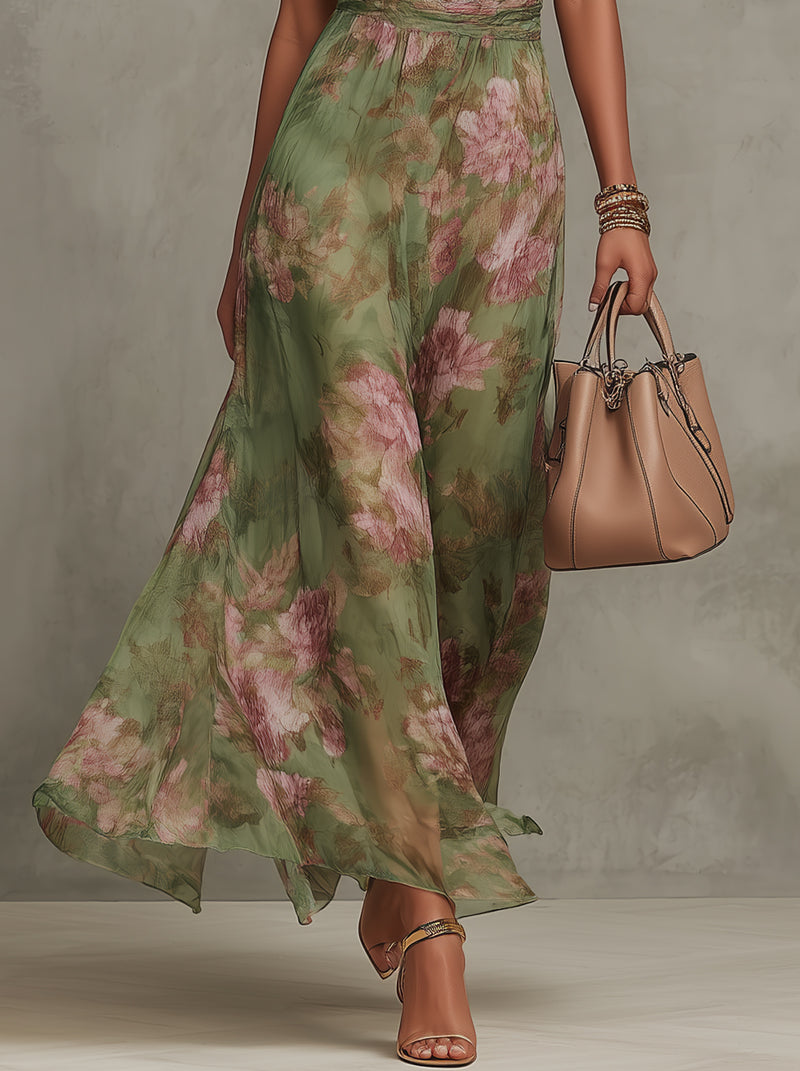 Summer dresses for women, halter neck floral maxi dress