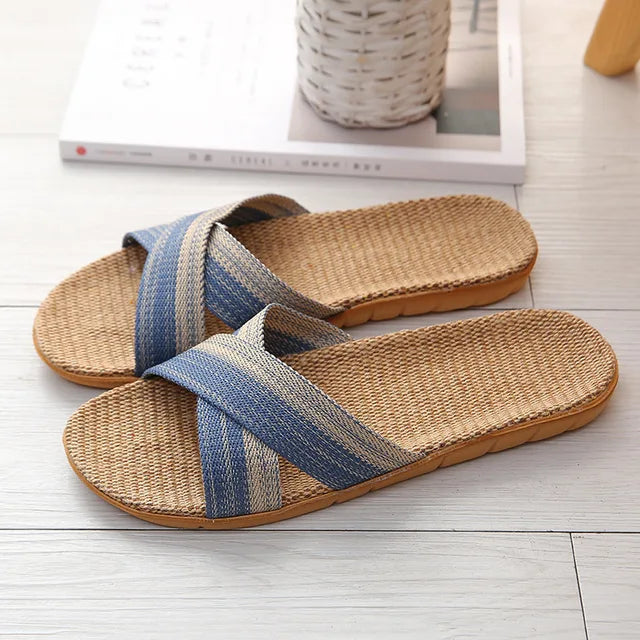 Men sandals with cross strap slip on slides and open toe