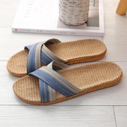 Men sandals with cross strap slip on slides and open toe