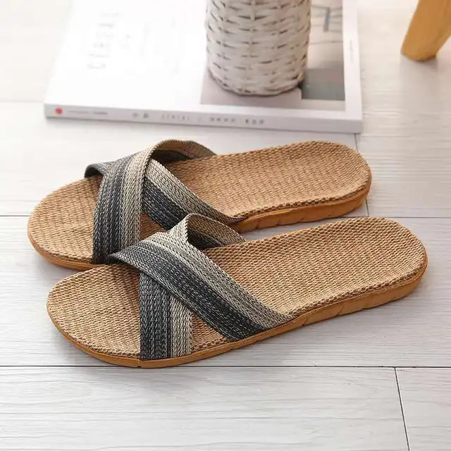 Men sandals with cross strap slip on slides and open toe