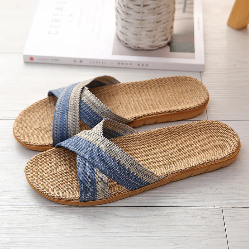 Men sandals with cross strap slip on slides and open toe