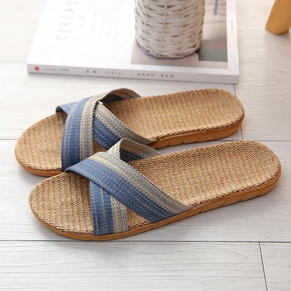 Men sandals with cross strap slip on slides and open toe