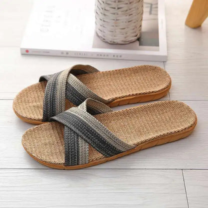 Men sandals with cross strap slip on slides and open toe