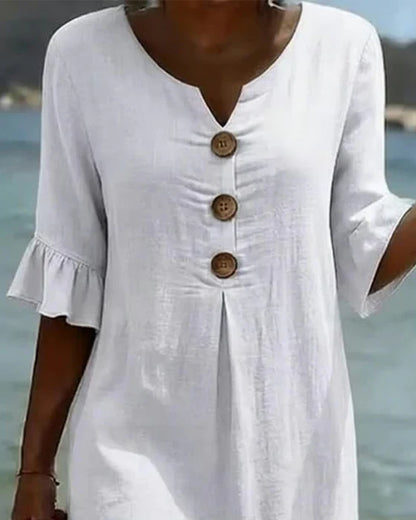 Summer dresses for women with flutter sleeves and button front