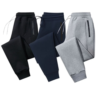 Track pants for men, 3 pack with zip pockets and drawstring waist